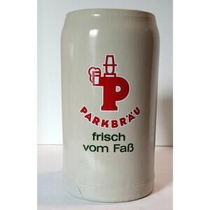 Parkbrau Frisch Vom FaB Beer Stein Mug 1 Liter Stoneware Vintage 1970s